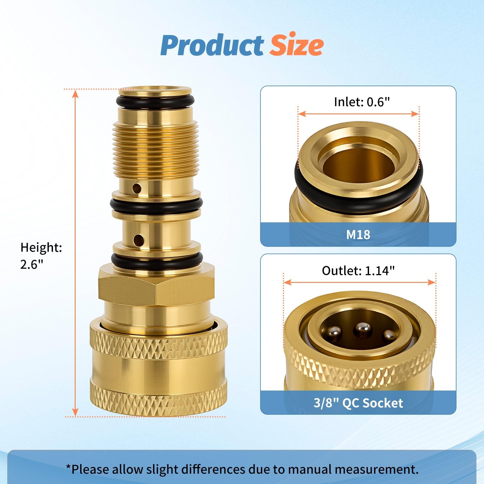 High Pressure Water Outlet Kit for AAA Pressure Washer Pumps, 3/8″ Quick Connect