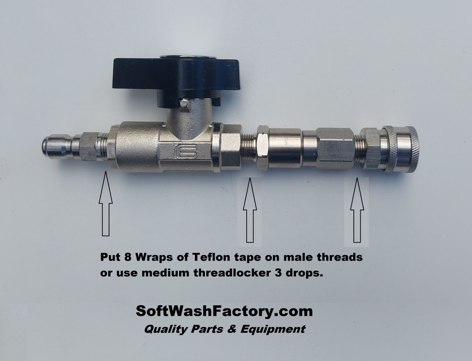 Pressure Washer Hose to Gun Complete Dn10 Ball Valve Mosmatic Swivel SS QC