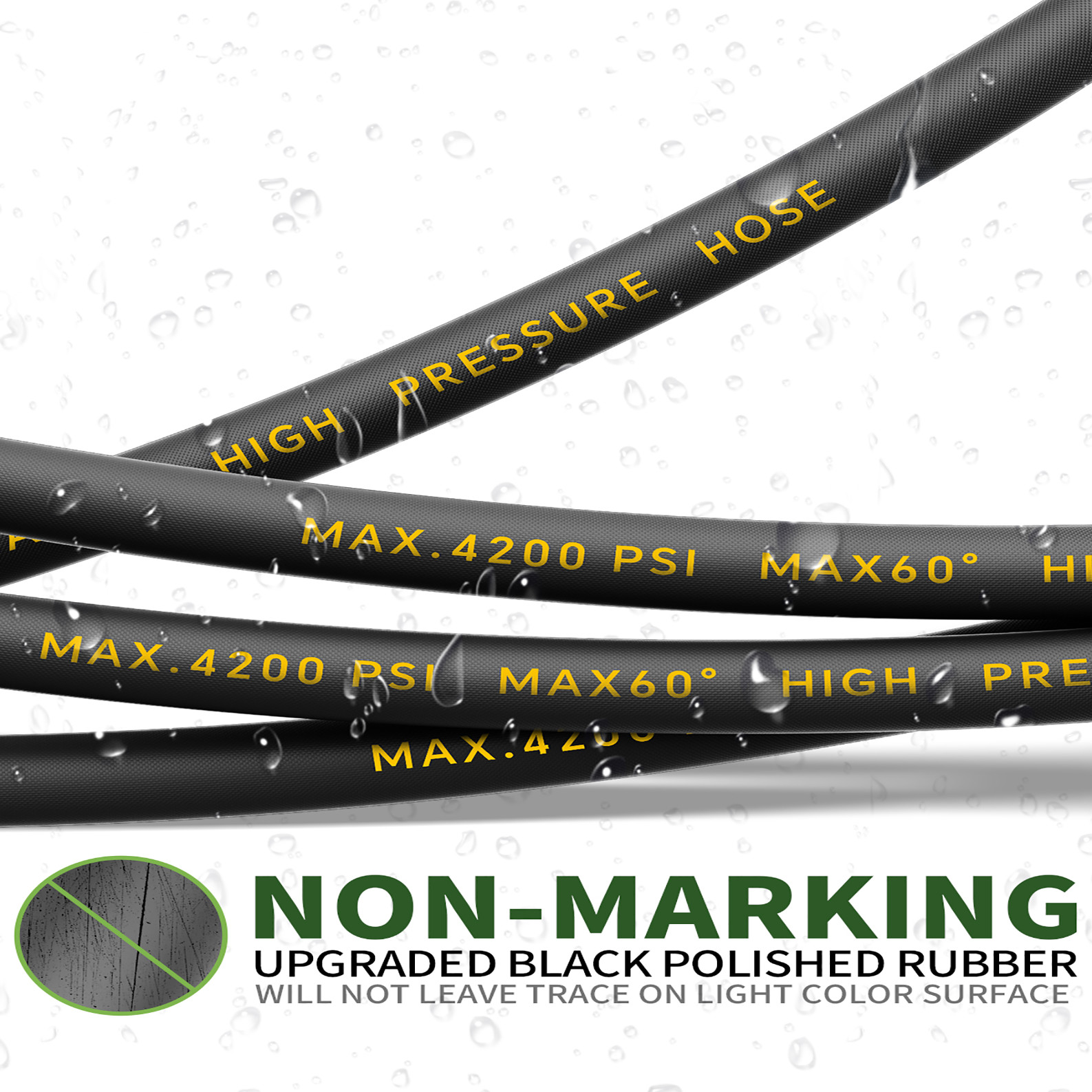 50FT 1/4″ 4200PSI Pressure Washer Hose W/ 3/8″ Quick Connect Kink Resistant Hose