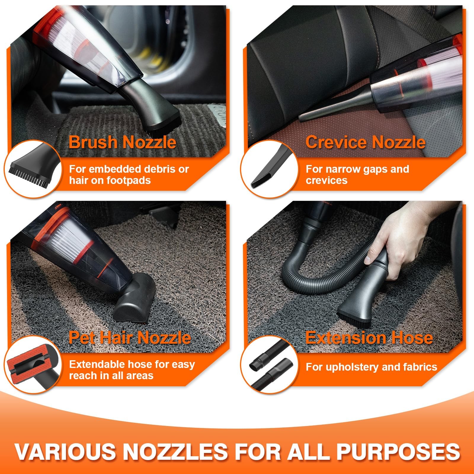 Car Cleaning Kit 19Pcs, Interior Detailing 19PCS with Corded Vacuum