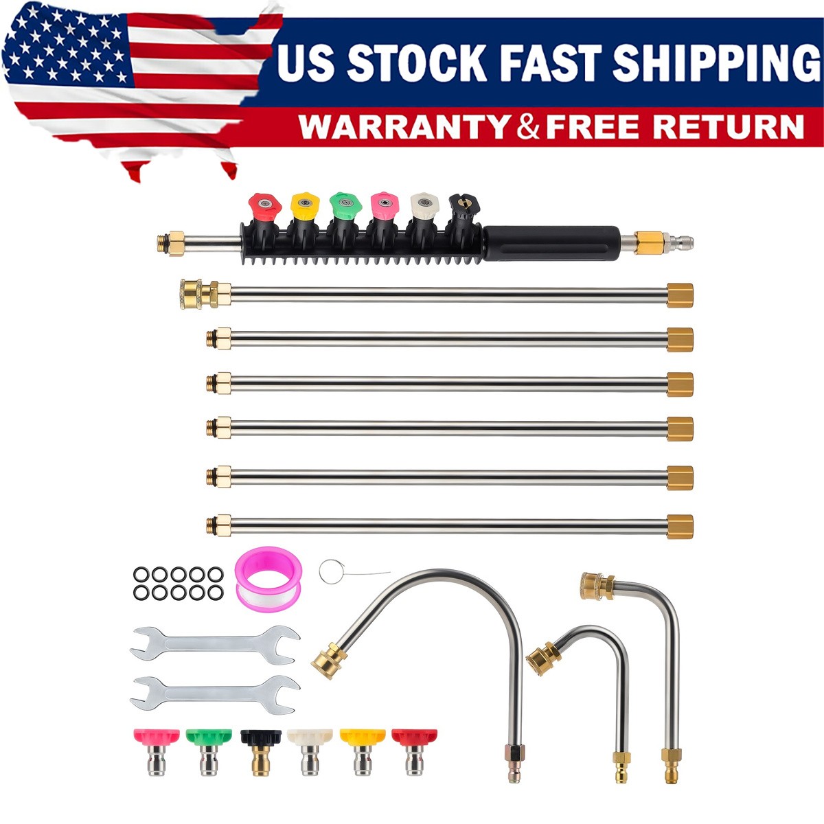High Pressure Washer Gun with Wrench Gutter Cleaning Tool 4000 psi 9.5FT