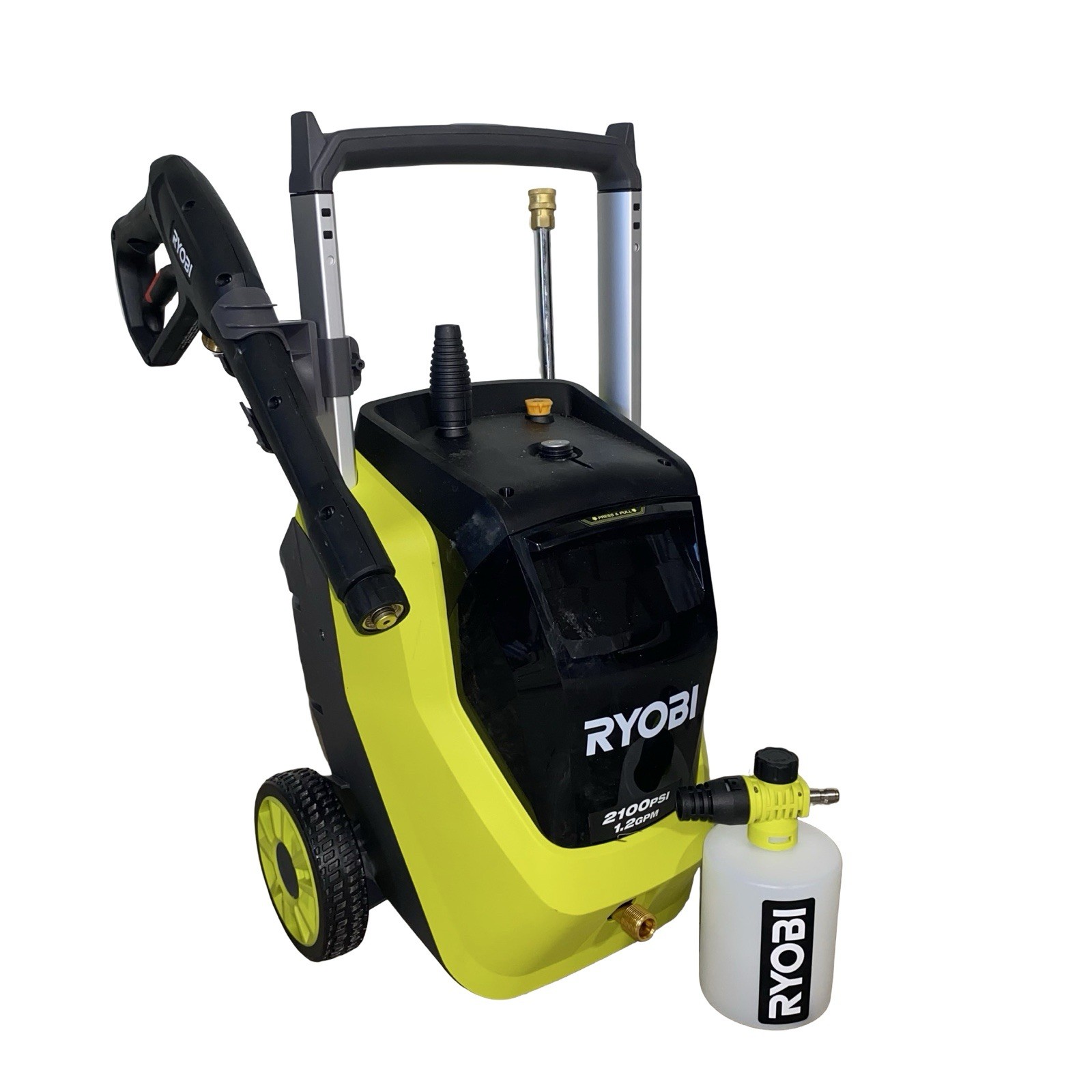 RYOBI 2100 PSI 1.2 GPM Cold Water Corded Pressure Washer & Foamer RY142012 USED