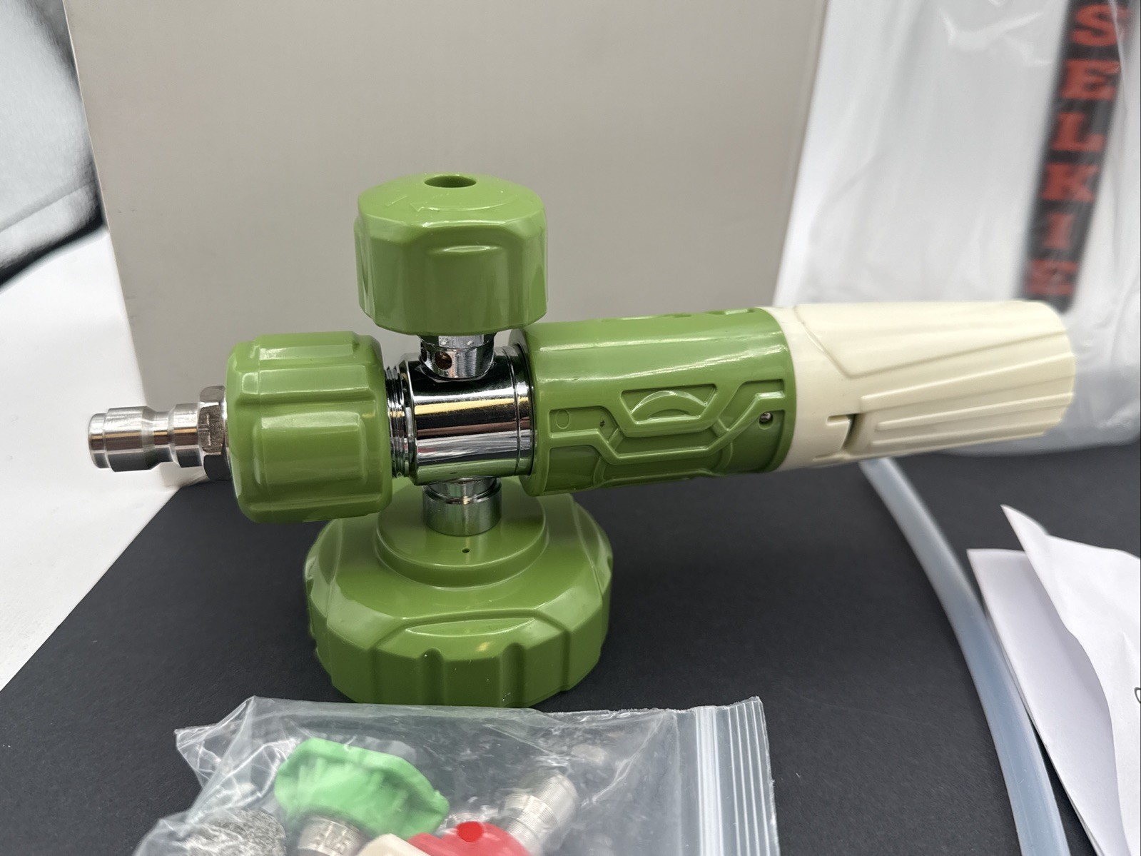 Foam Cannon Dual-Connector Pressure Washer Double Tip Attachment with 5 Nozzles