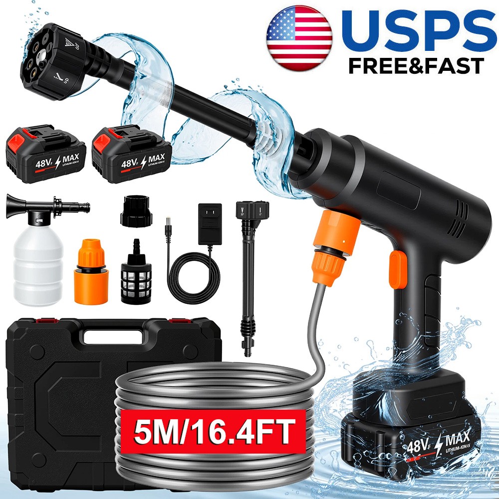 Portable Cordless Electric High Pressure Water Spray Gun Car Washer Cleaner Tool