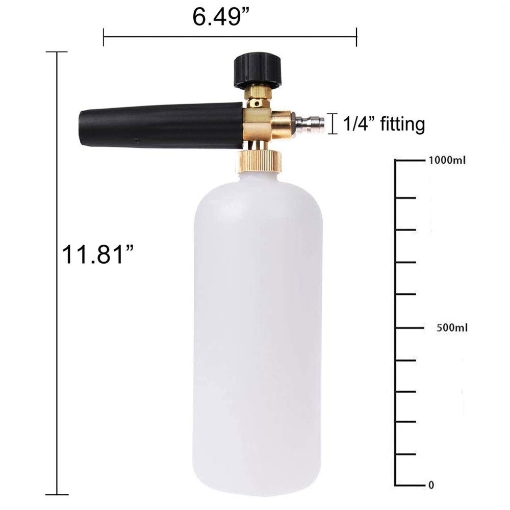 Foam Cannon with 1/4 Inch Quick Connector, 1 Liter Bottle, Professional Grade…