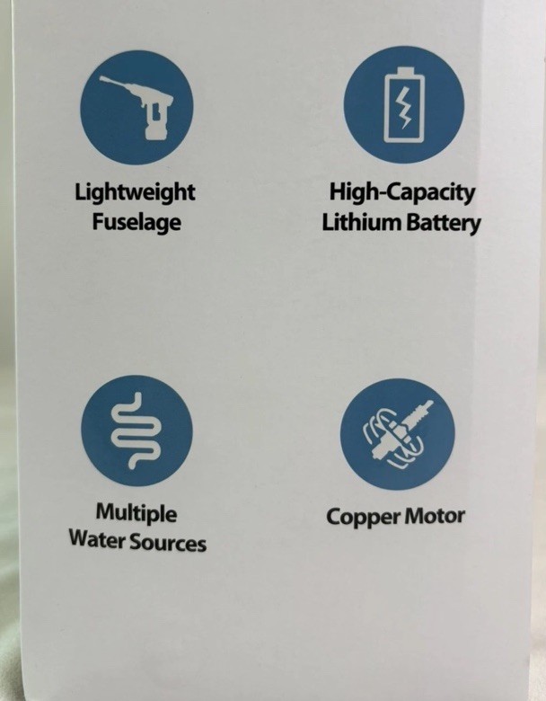 Brookstone Portable Cordless High Pressure Water Spray Gun Car Washer Cleaner
