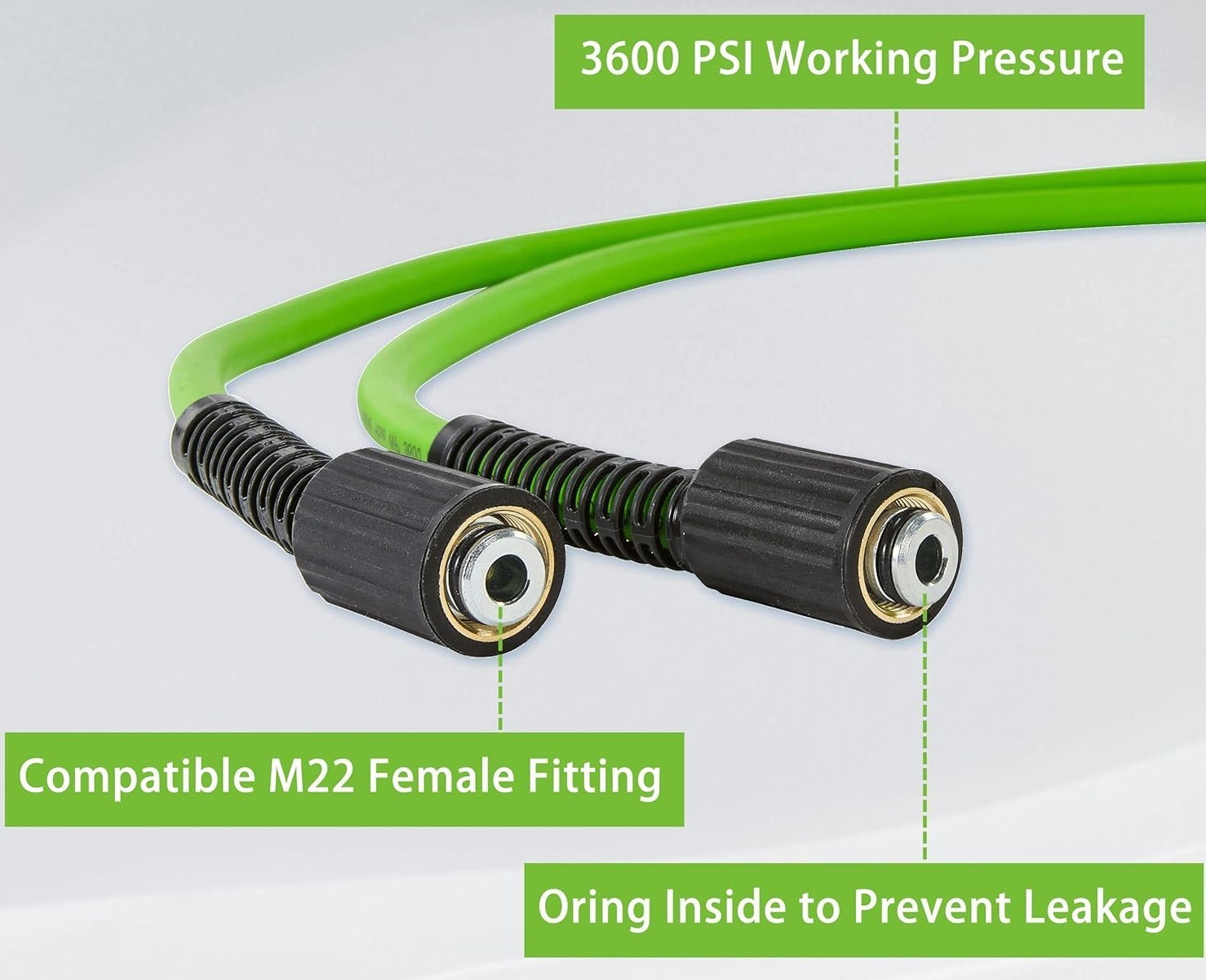 Pressure Washer Hose 50ft for Greenworks, Ryobi and more Power Washer 3600 PSI