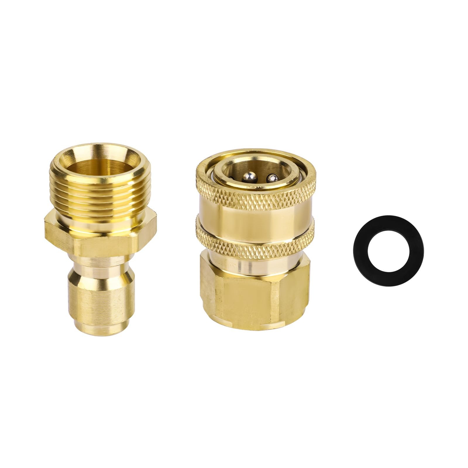 2 PCS M22 14mm To 3/8 Inch Pressure Washer Adapter Set Brass 5000 PSI Kit