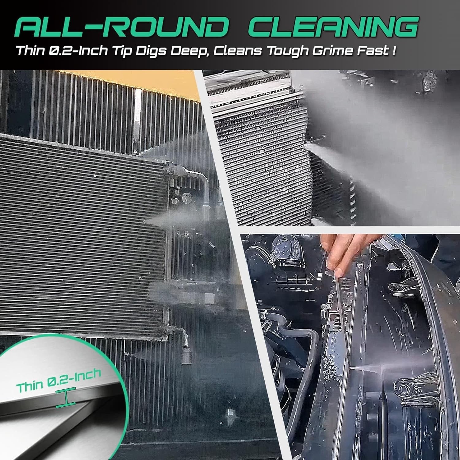 47″ & 24″ Radiator Cleaning Wand 2-Piece Set – 4500 PSI Stainless Steel Dual Wat