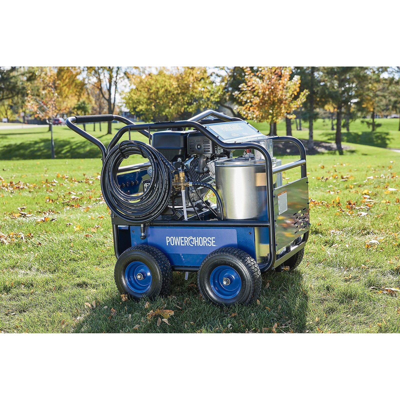 Powerhorse Gas Hot Water Pressure Washer with Diesel Heater, 4000 PSI, 4 GPM,