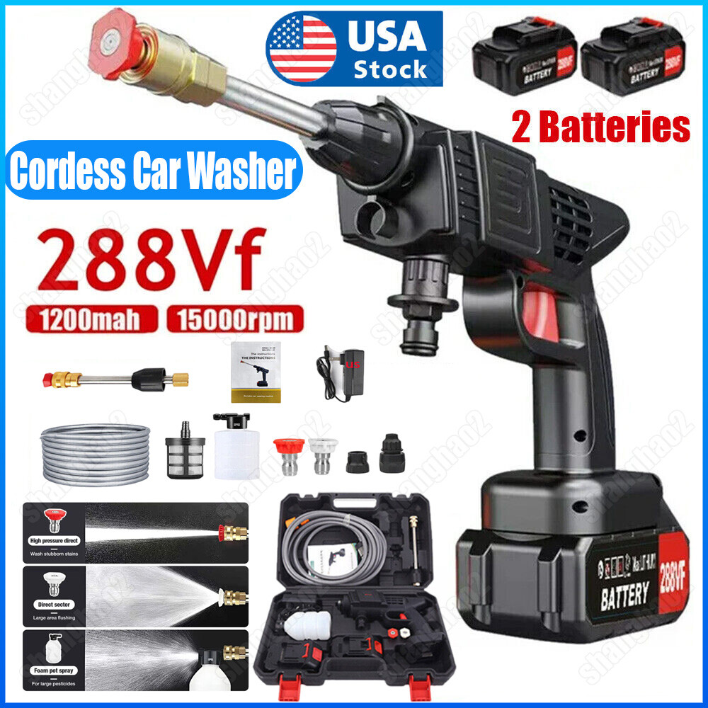 Portable Cordless Electric High Pressure Water Spray Car Gun Washer Cleaner Yard