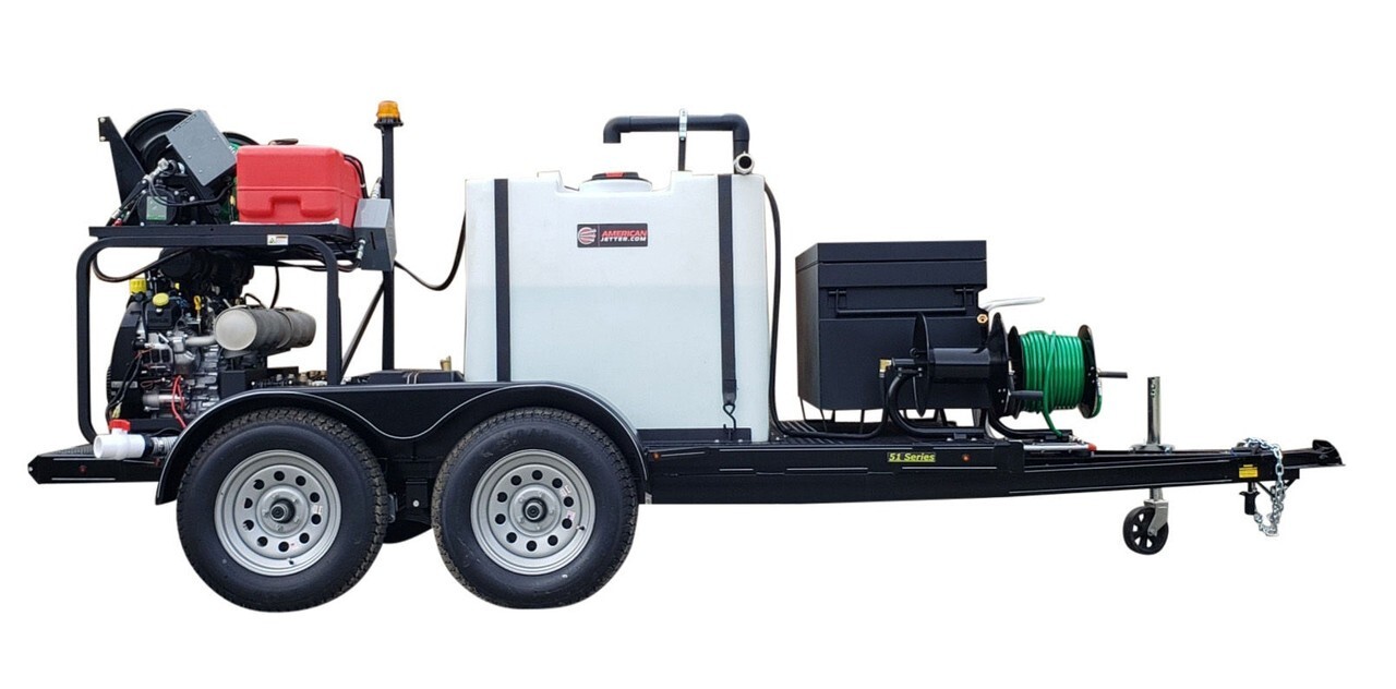 American Jetter 51T Trailer Sewer Drain Cleaner 76 HP EFI True 18 GPM@4000 PSI