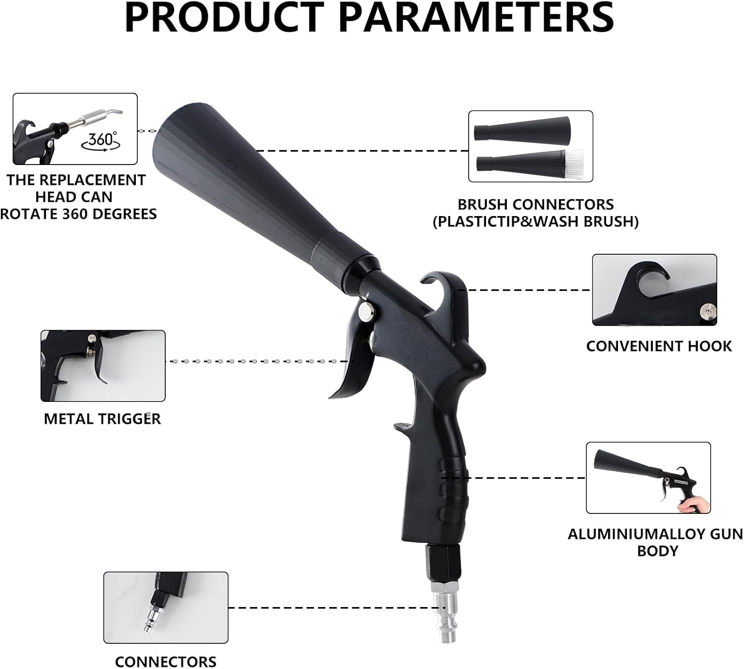 Tornado Detailing Car Cleaning Gun with Metal Nozzle | Interior Drying Air Gun |