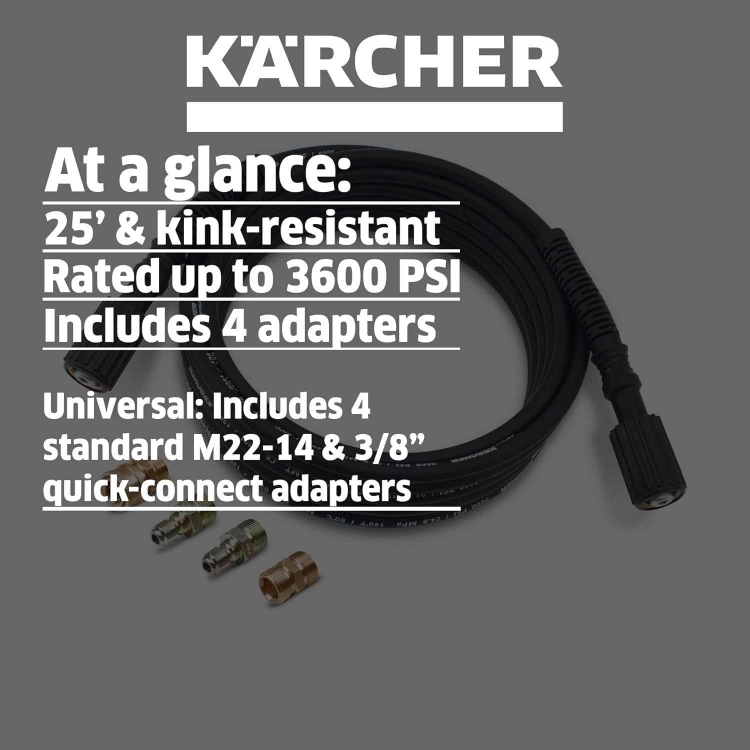 25′ Hose for Pressure Washers – Quick Connect, M22 Fitting