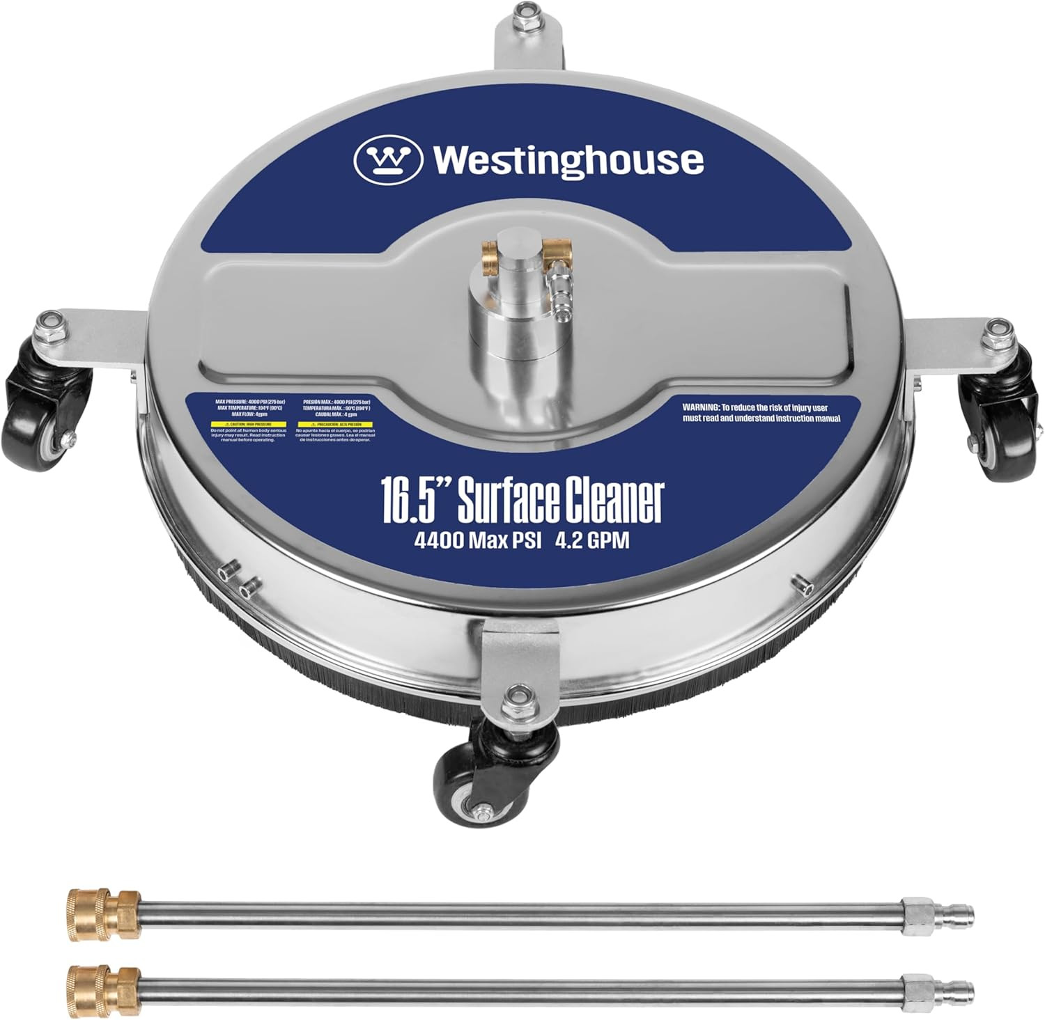 Universal 16.5” Pressure Washer Surface Cleaner Attachment – Stainless Steel – 4