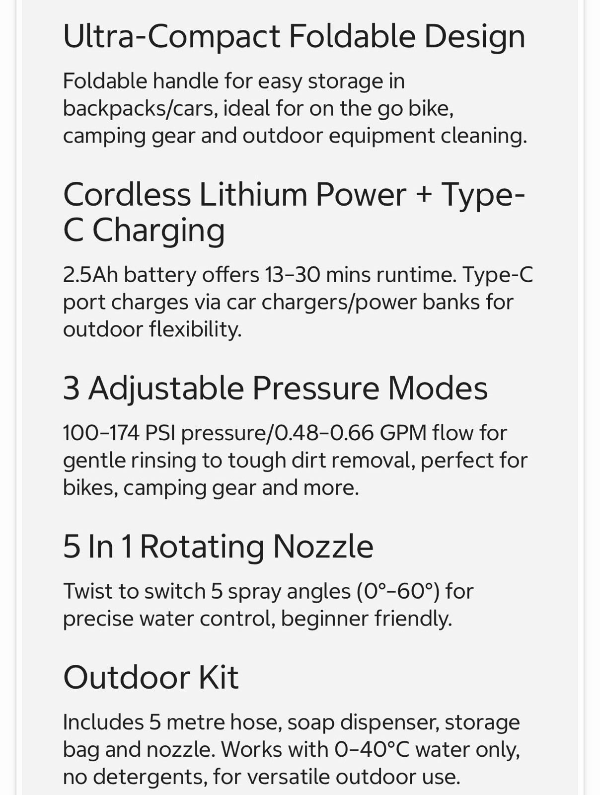 Fanttik K100 Flip Portable Multifunctional Battery Pressure Washer 174 psi Black