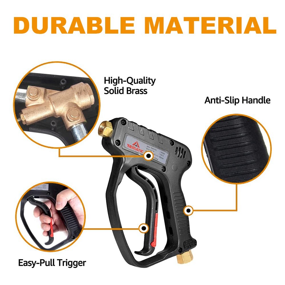 YAMATIC 5000 PSI High Pressure Washer Trigger Gun M22-14mm M22-15mm 3.8″ Connect