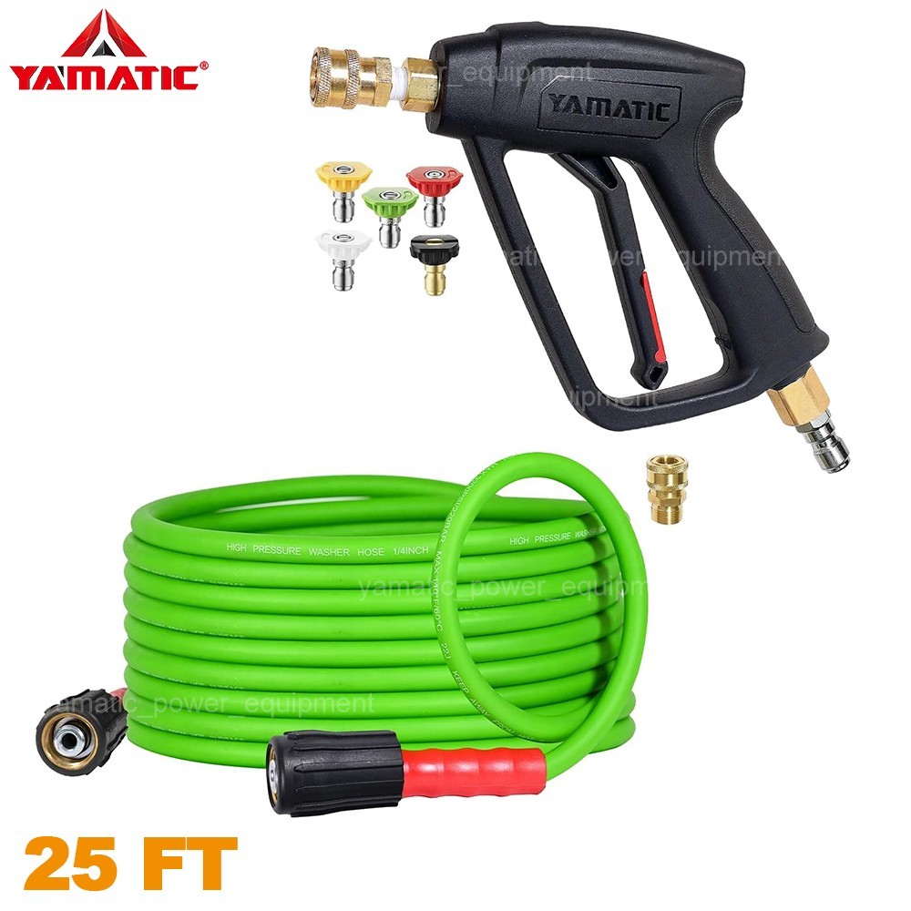 YAMATIC Pressure Washer Gun & Flexible Power Washer Hose 3/8″ Quick Connect