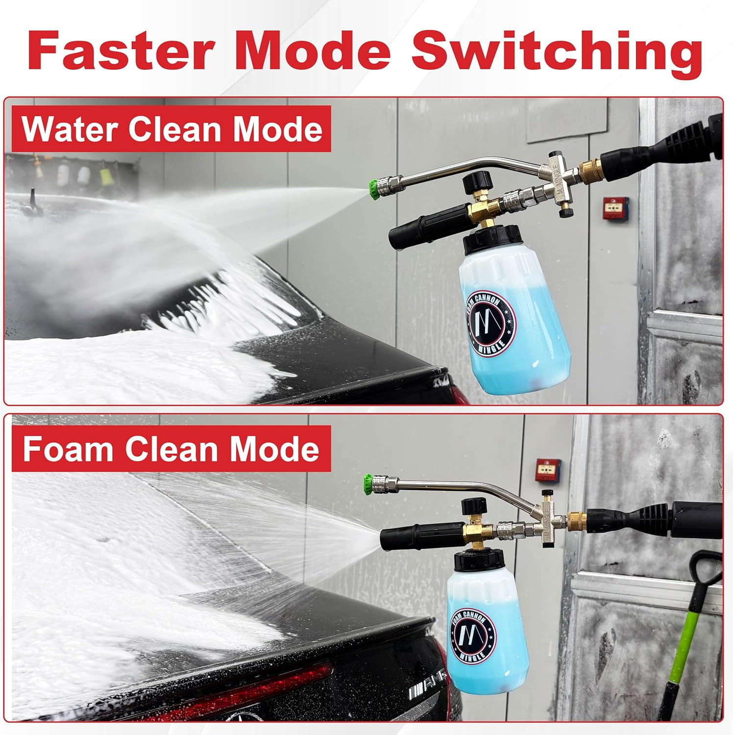 Foam Cannon Dual Connector Accessory for Pressure Washer Kit, Compatible with Po