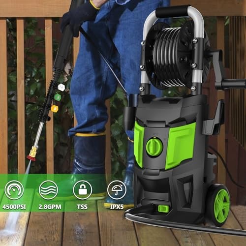 DECOKTOOL ELECTRIC PRESSURE WASHER 4 DIFFERENT NOZZLES SOAP CANNON – GREEN
