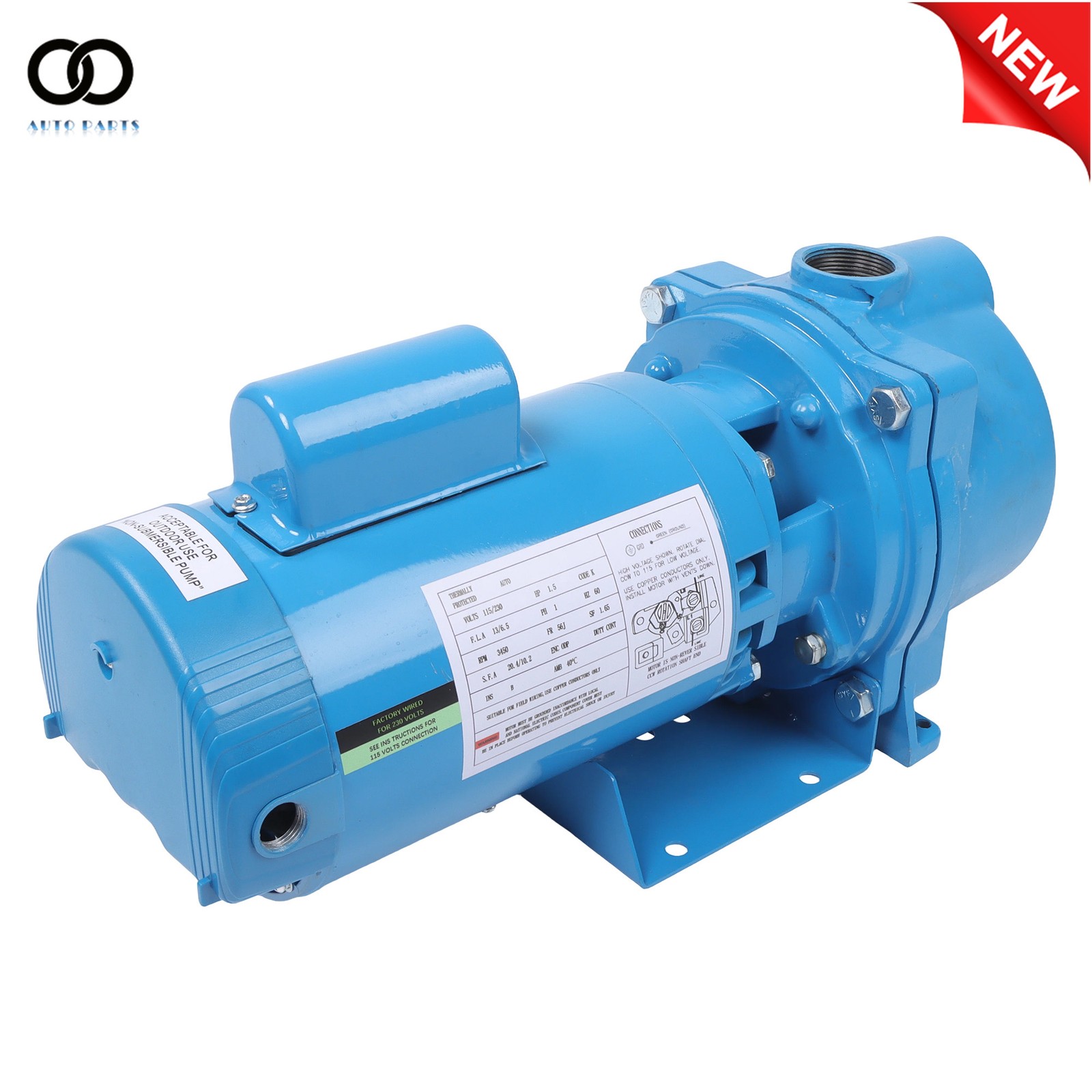 GT15 Cast Iron Self-Priming Centrifugal Pump 1-1/2HP Water Pump 115/230Volt