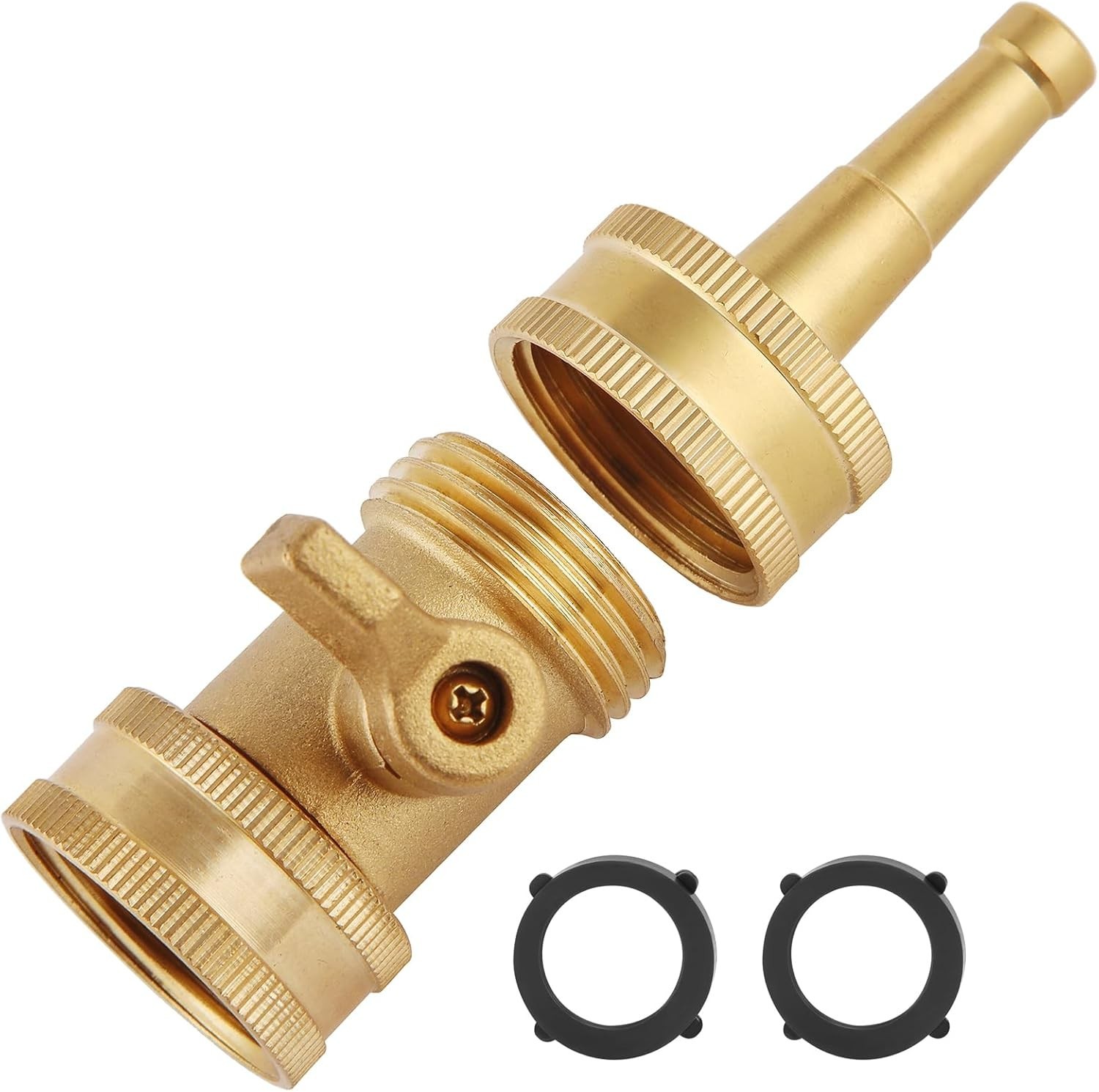 Versatile Brass Garden Hose Jet Nozzle with Shut Off Valve – High Pressure Duo