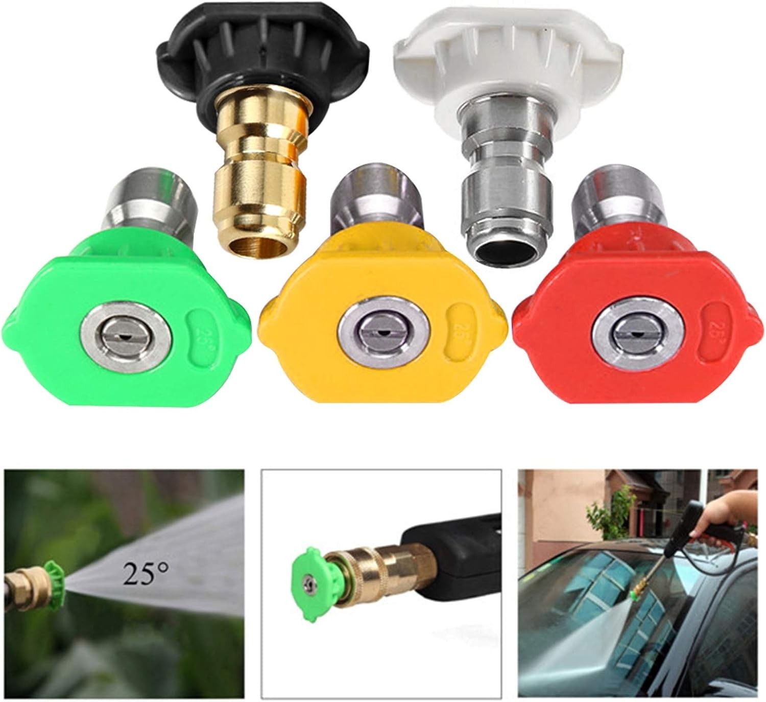 Pressure Washer Tips 4500 PSI Nozzle Set 1/4 Quick Connect 5 Angles GPM 2.5