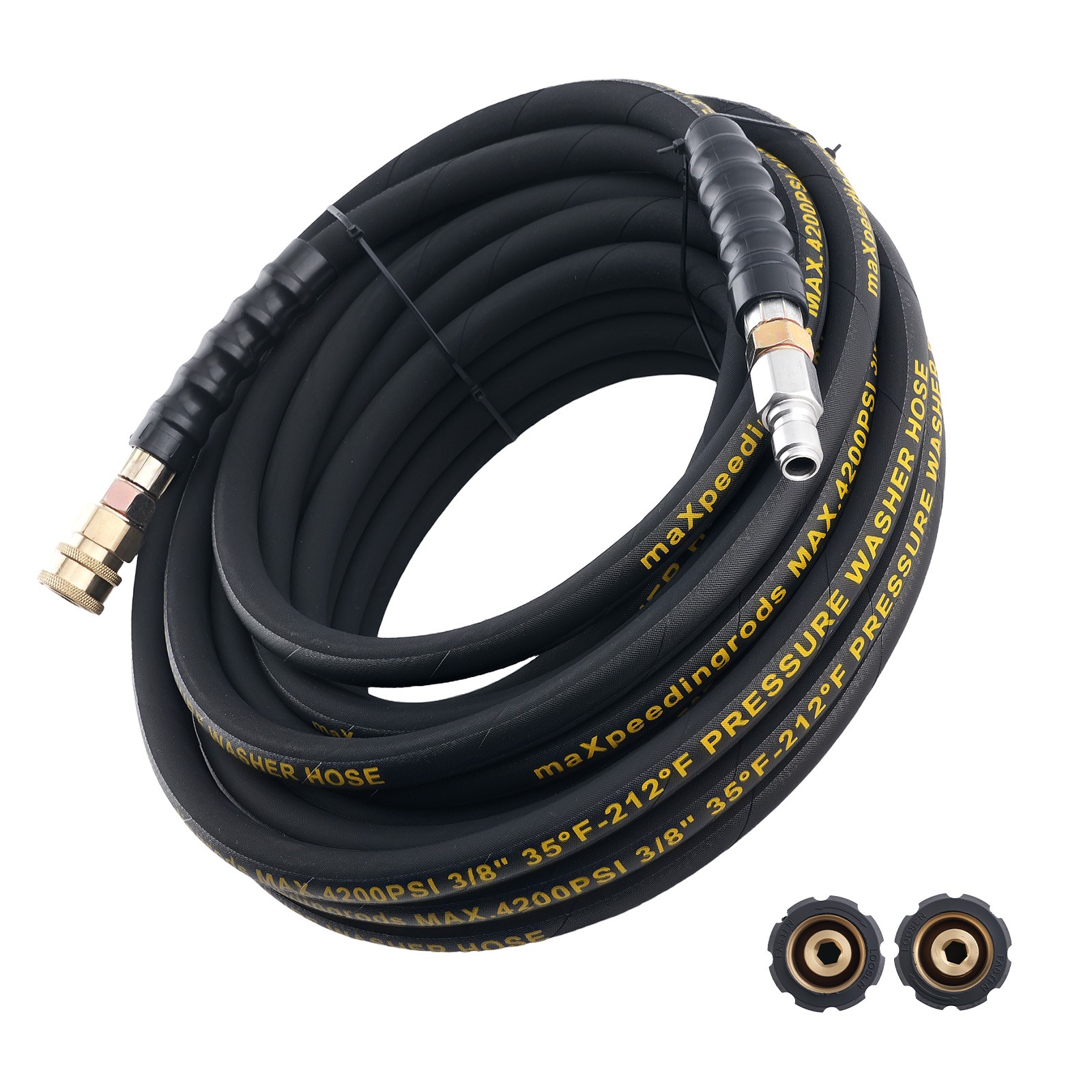 50ft 3/8″ Power Pressure Washer Hose 4200PSI Steel Wire Braided w/ M22 Coupler