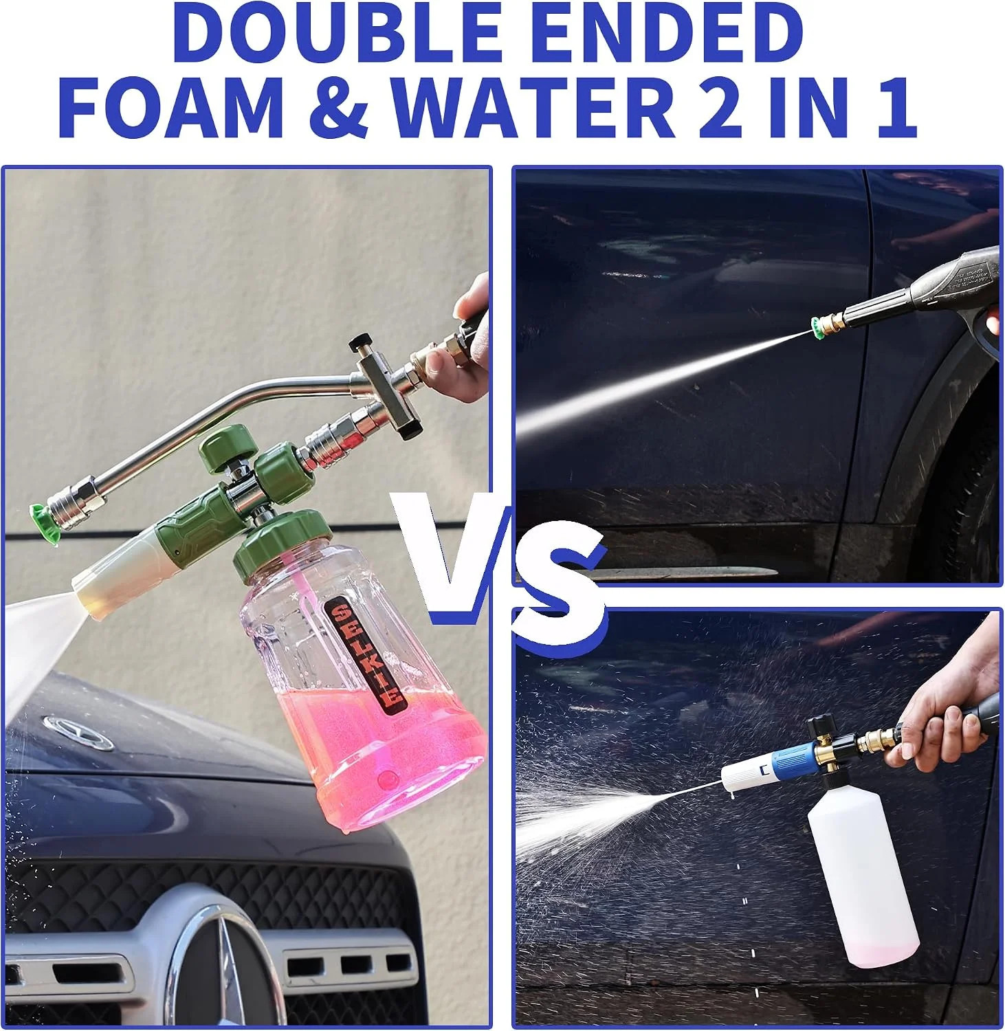 Foam Cannon with Dual Tip Attachment, Adjustable Pressure Washer Foam Blaster