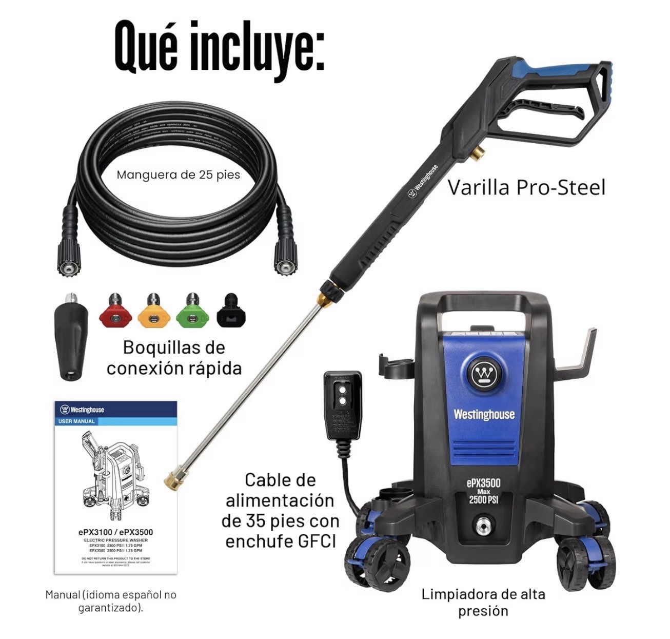 Westinghouse ePX3500 Electric Pressure Washer 2500 Max PSI 1.76 GPM