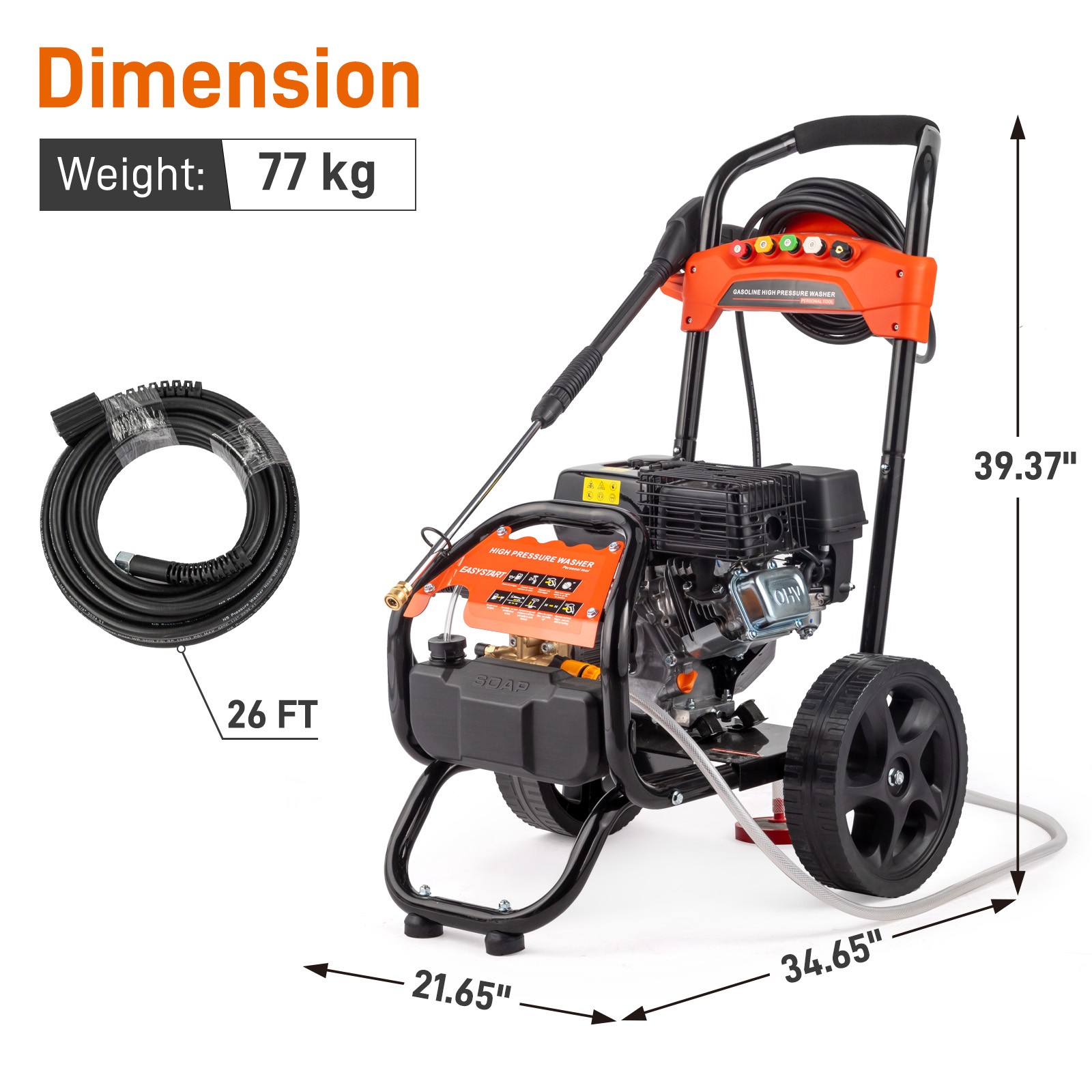 Gas Pressure Washer Gas Powered Washer 3400 PSI 2.5 GPM 7HP-210cc 4-Stroke