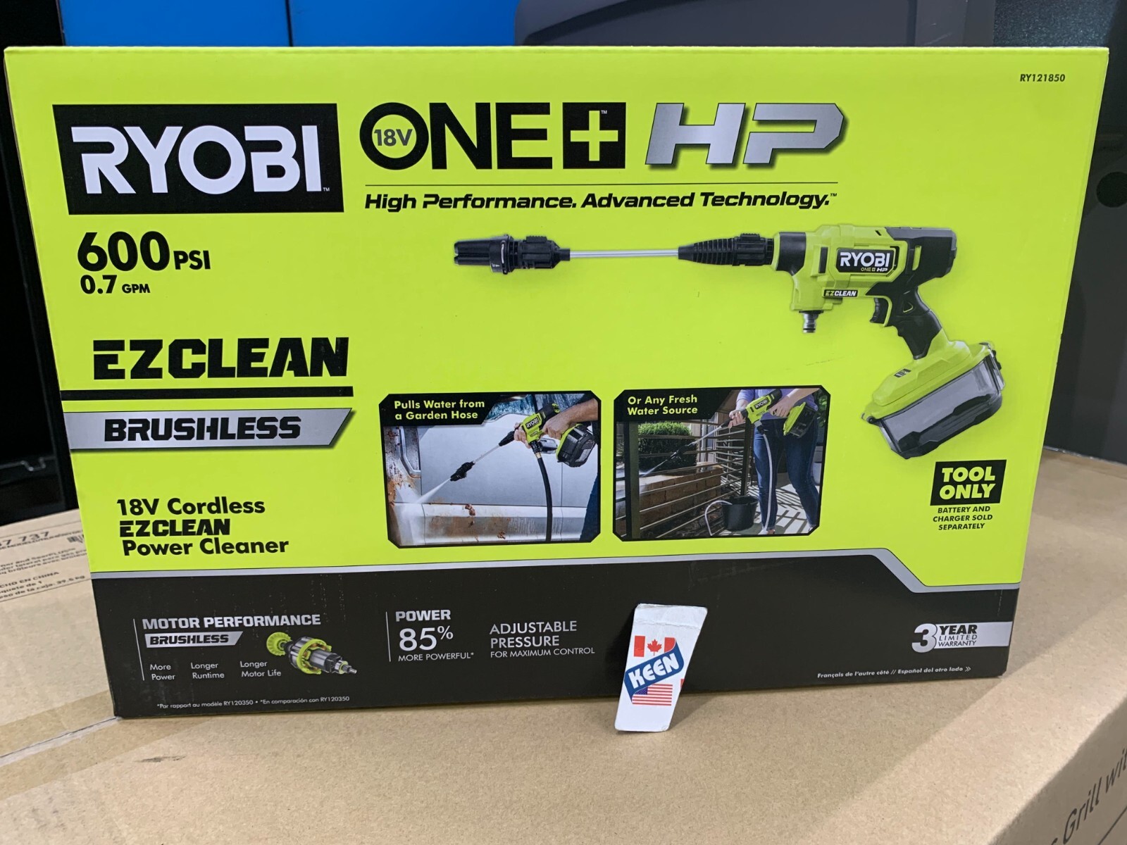 RYOBI CANADA 18V CORDLESS Cold Water Power Cleaner (Tool only)