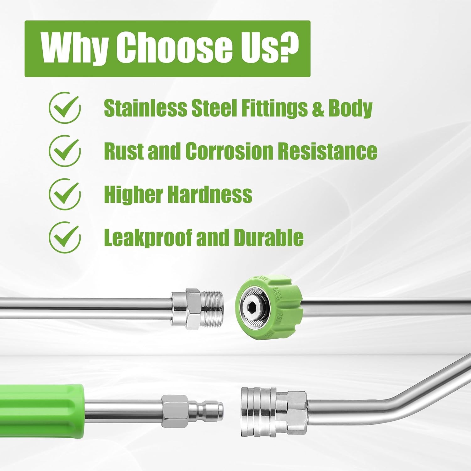 Pressure Washer Extension Wand, 120” Power Washer Wand Extension with Molded Gri