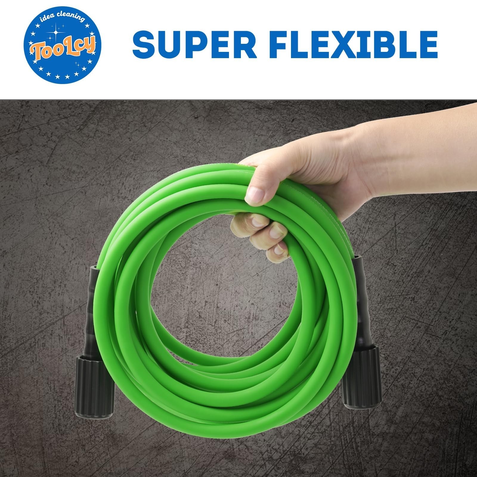 TOOLCY 1/4″ Kink-Free 3300 psi Flexible Pressure Washer Hose (Blue)