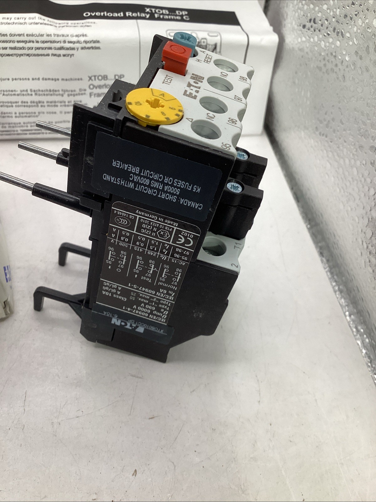 Eaton XTOB010CC1 IEC Overload Relay Frame C Class 10 DP 6-10 Amp 🟣