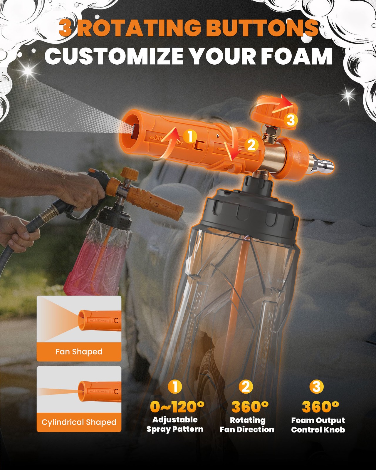 1L Car Wash Foam Cannon Pressure Washer Lance Thick Snow Foam 1/4″ QC