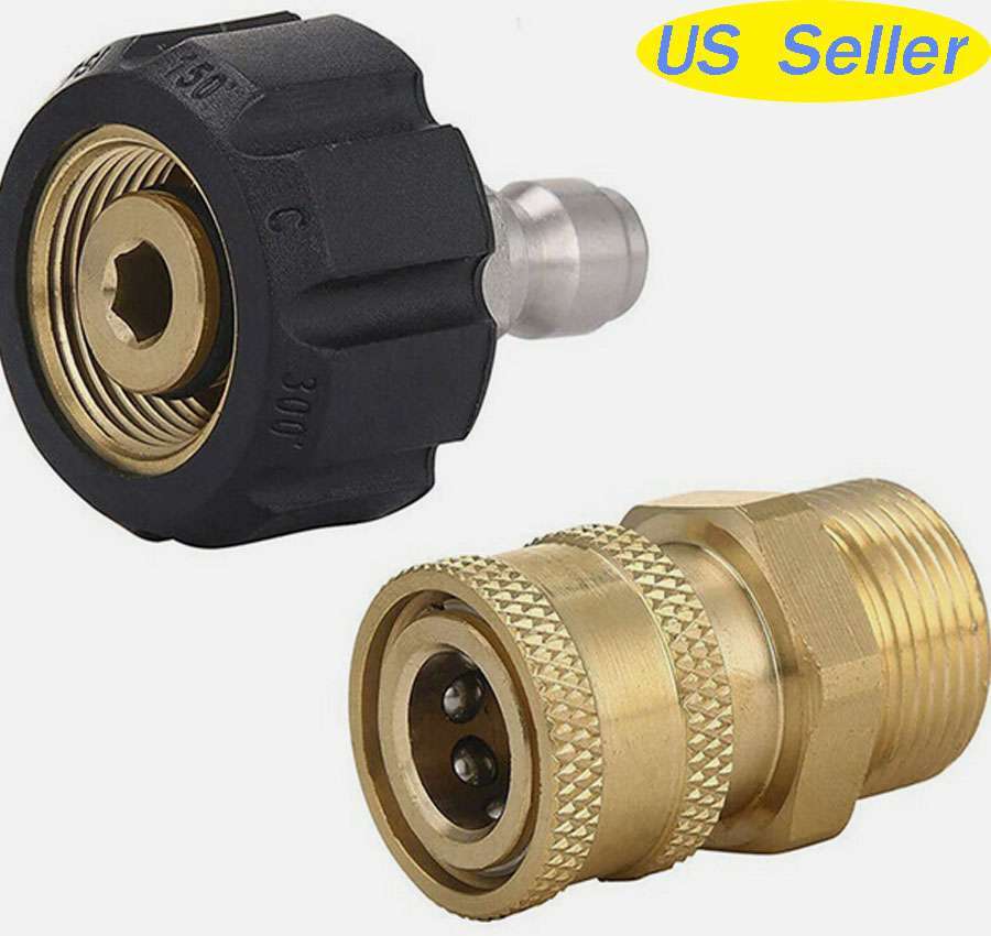 Pressure Washer Hose Connector Adapter Set Quick Connect Gun to Wand M22 to1/4in
