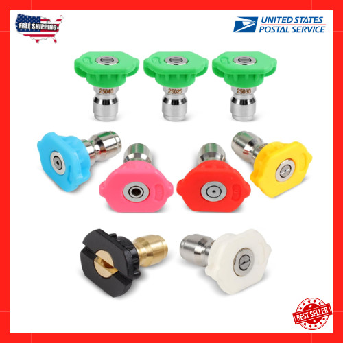 9-Pack Pressure Washer Tips, 4000 PSI-5000 PSI Multiple Degrees Pressure Washer