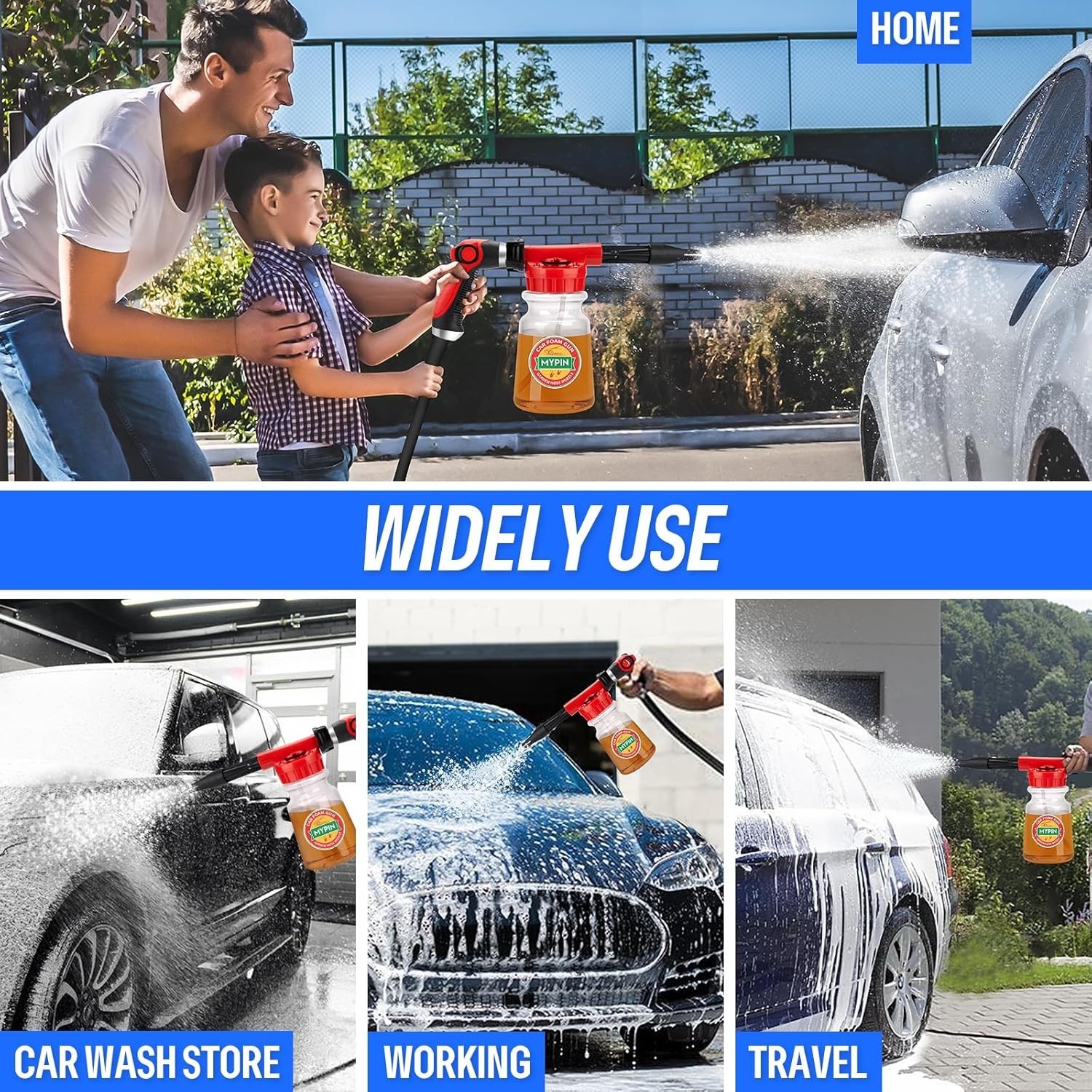 16-in-1 Car Wash Foam Gun & Garden Sprayer with Adjustable Pressure 2.5-6 Bars