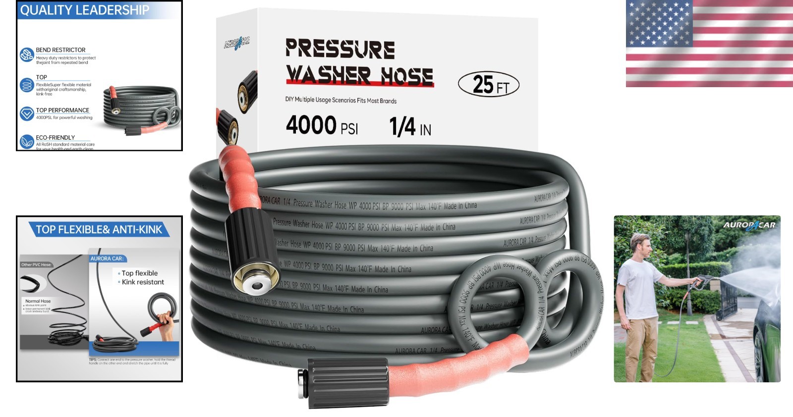 Flexible 25FT Kink Resistant Pressure Washer Hose – Ultimate Cleaning Solution