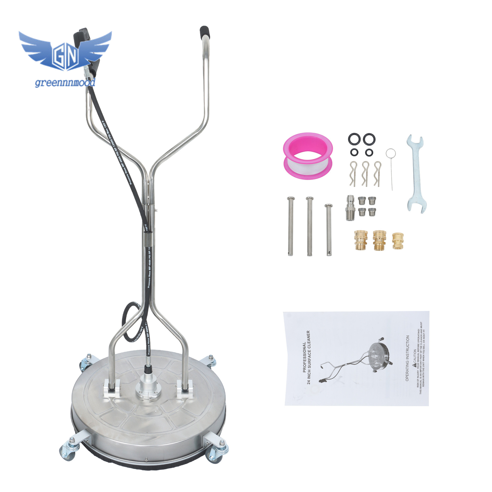 24″ Pressure Washer Surface Cleaner w/ Handles & Wheels Quick Connect