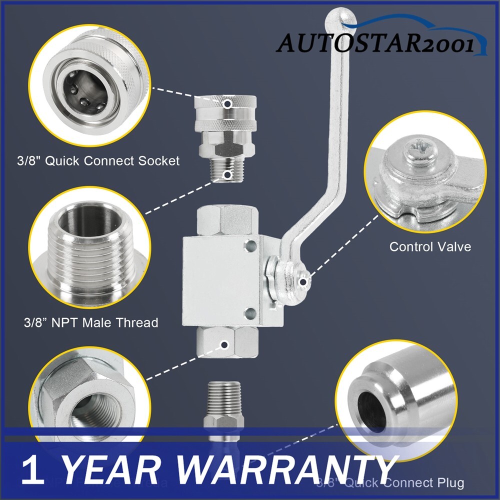 High Pressure Washer Ball Valve Steel Kit 4500 PSI 3/8 Inch Quick Connect NEW