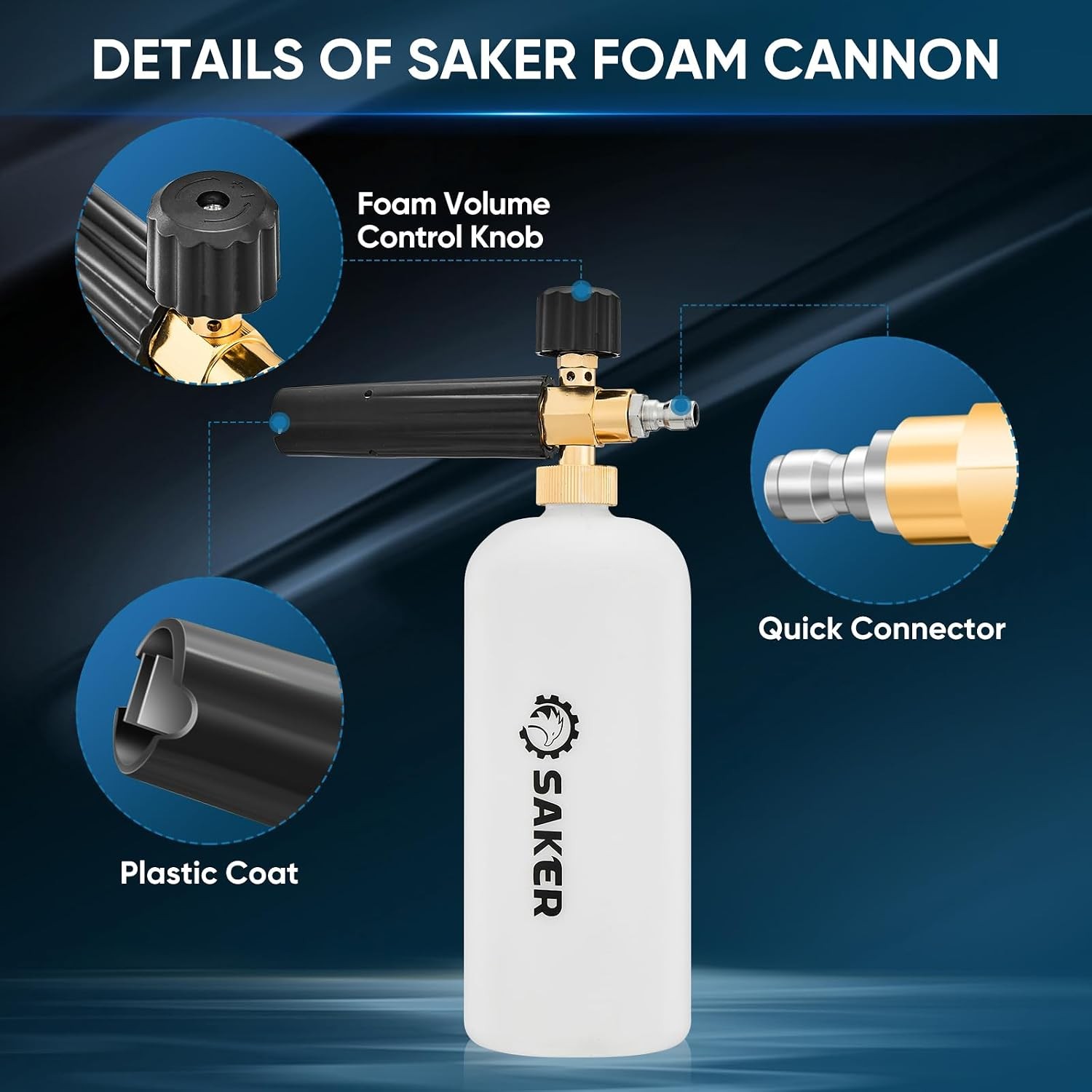Power Washer Foam Cannon 1/4 Inch Quick Connect 5 Press Foam Lance Accessory