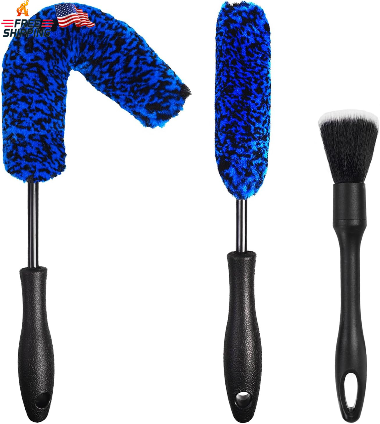 NIKCOSMK 3PCS Wheel Brush Kit for Cleaning Wheel and Tire, Wheel and Rim Brush,
