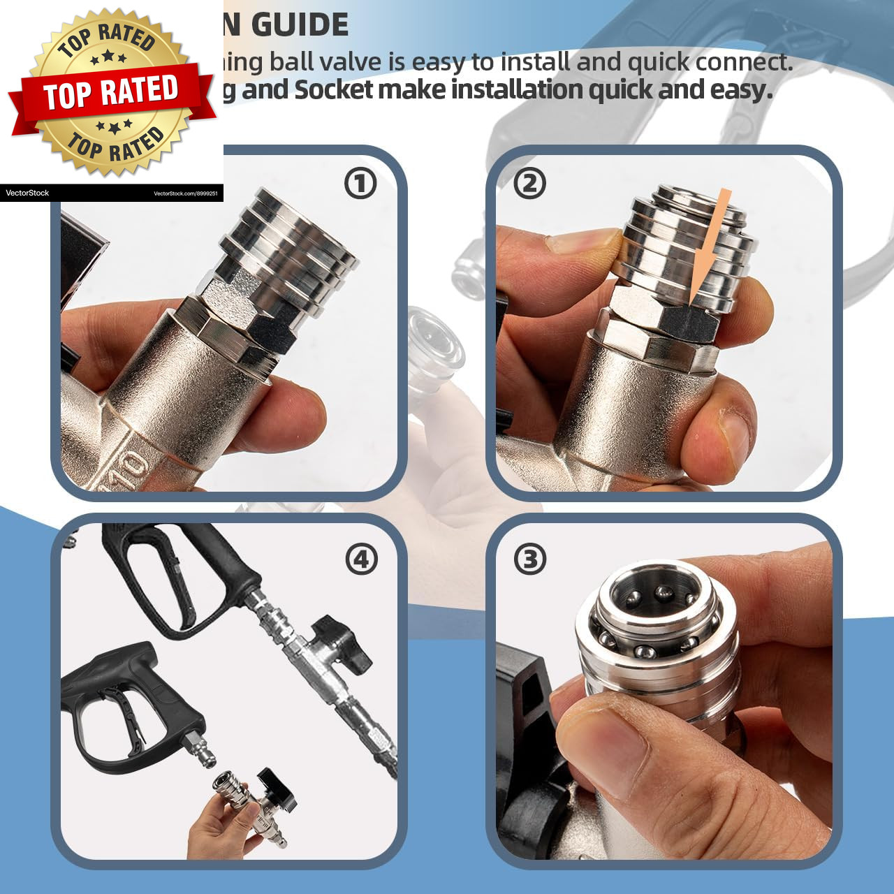 Ball Valve for Pressure Washer, 3/8″ Quick Connect Ball Valve for Pressure Power