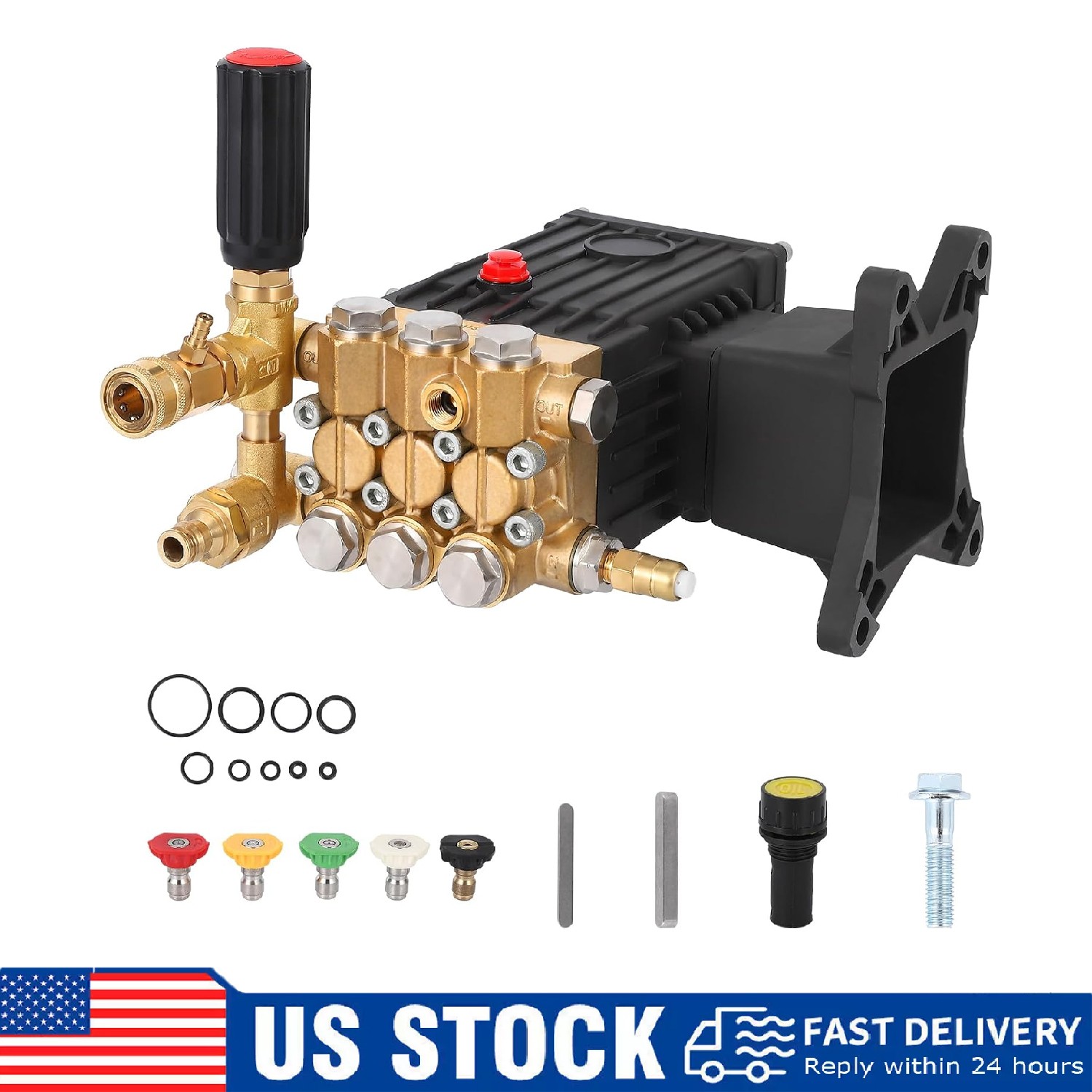 Pressure Washing Pump 4000PSI 4.4GPM 1″ Shaft Horizontal Triplex Plunger Pumps