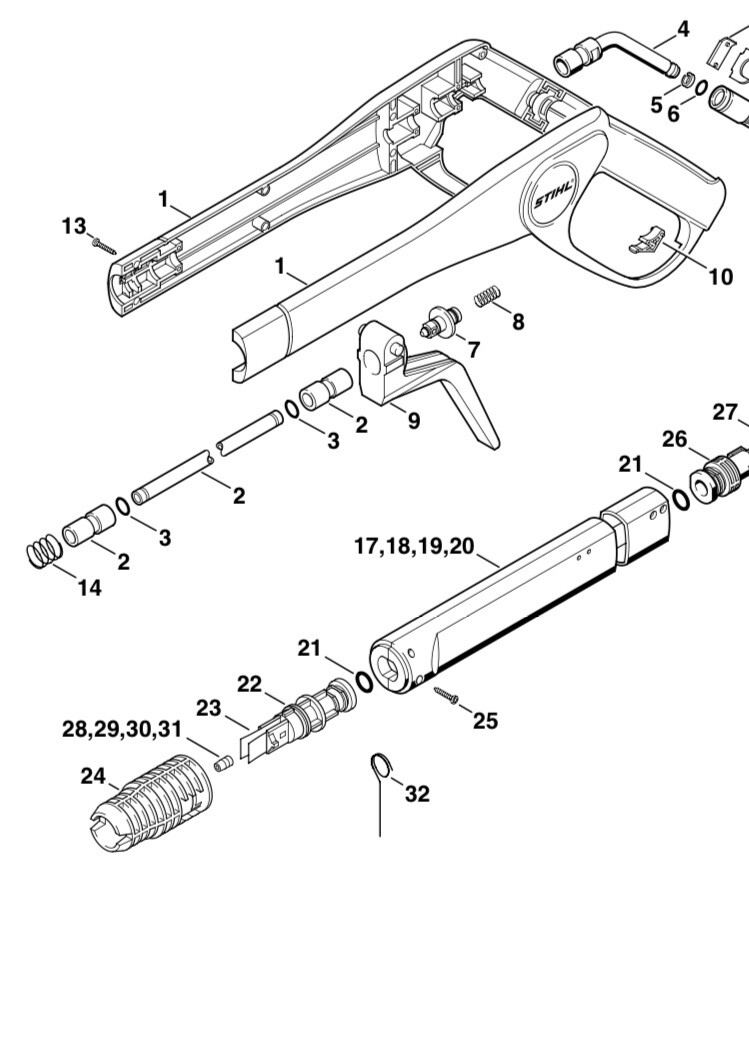 NEW OEM STIHL RE102 K RE105 K SPRAY WAND NOZZLE 4915-502-1005 B70
