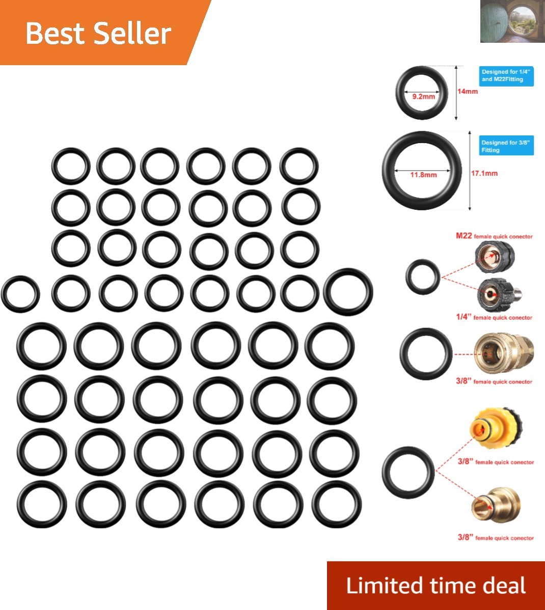 NBR Rubber 50-Piece O-Rings for 1/4″ & 3/8″ Connectors – Leak Repair Solution