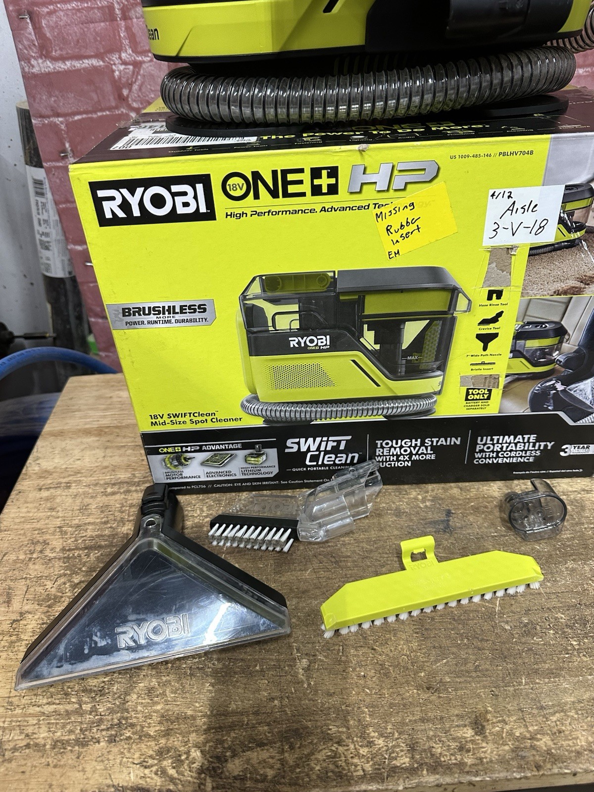 RYOBI HP 18V Brushless SWIFTClean Mid-Size Spot Cleaner(Tool Only)USED PBLHV704
