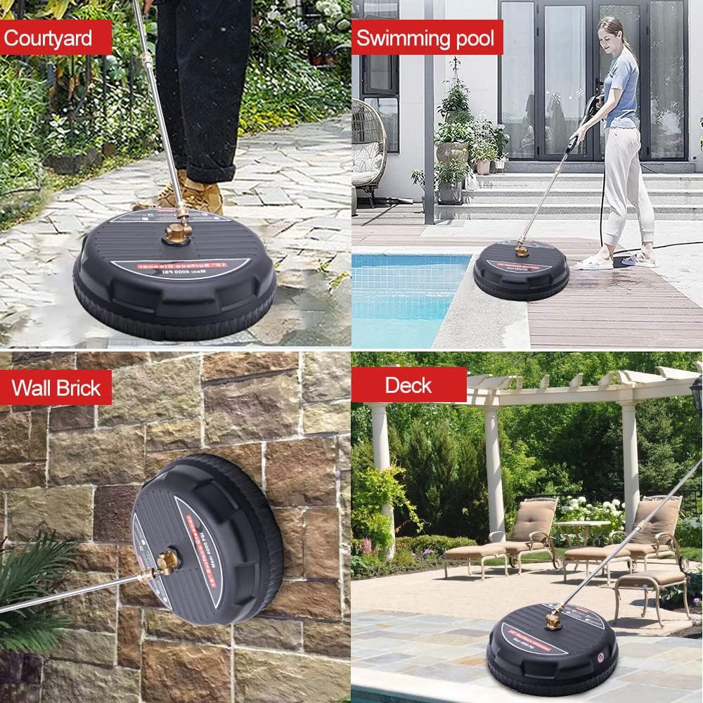15″ Pressure Washer Surface Cleaner Power Washer Attachment with Extension Wands
